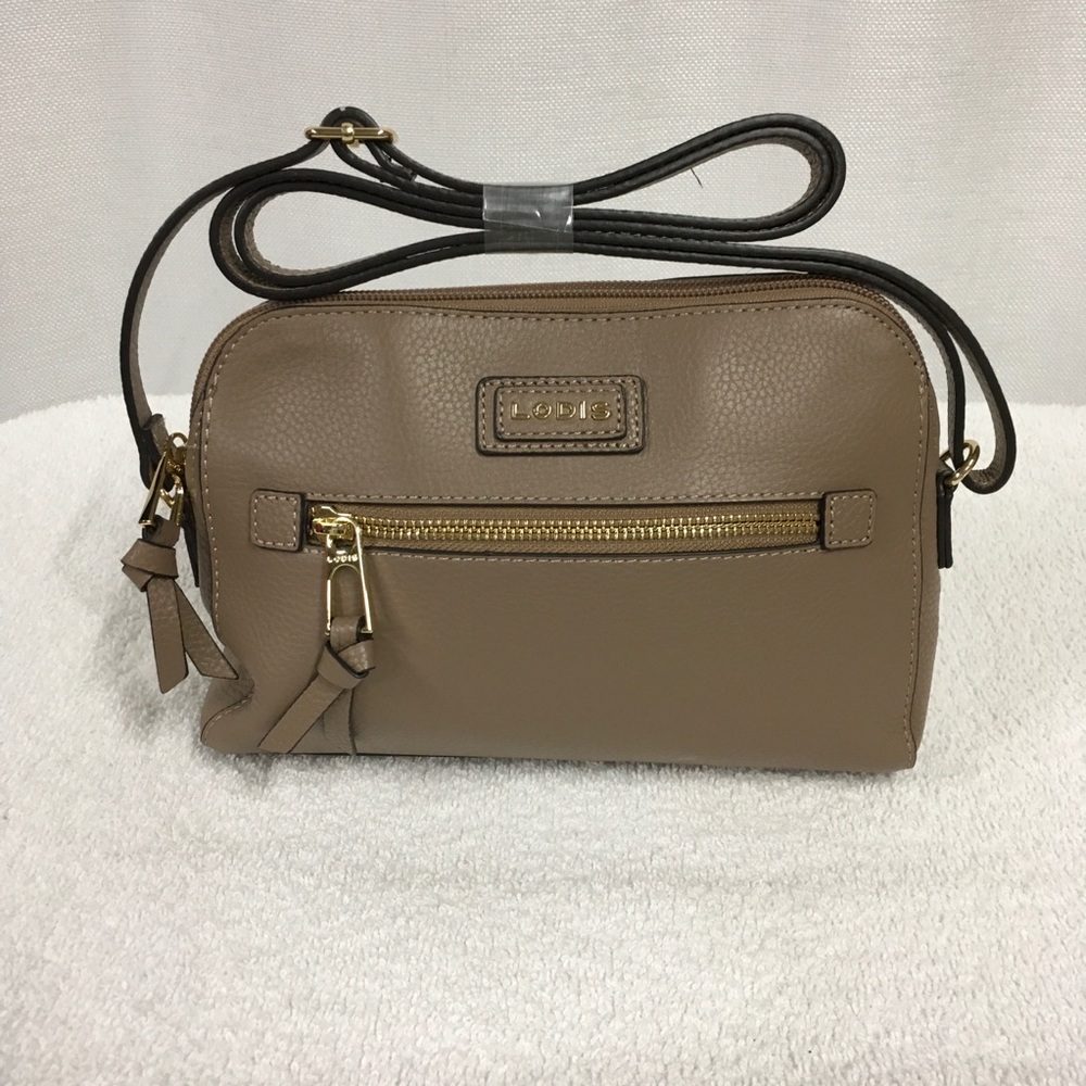 Lodis Charlotte-Leather Crossbody Handbag-Beige